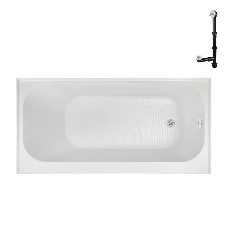 Streamline 60 in. x 30 in. Acrylic Right-Hand Drain Alcove Bathtub in Glossy White With External Drain