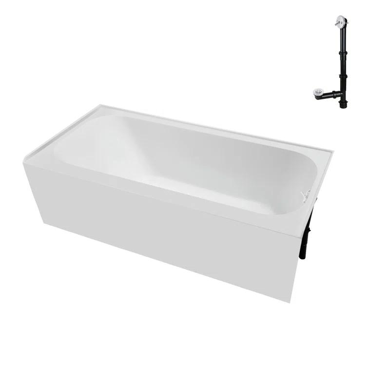 Streamline 60 in. x 30 in. Acrylic Right-Hand Drain Alcove Bathtub in Glossy White With External Drain