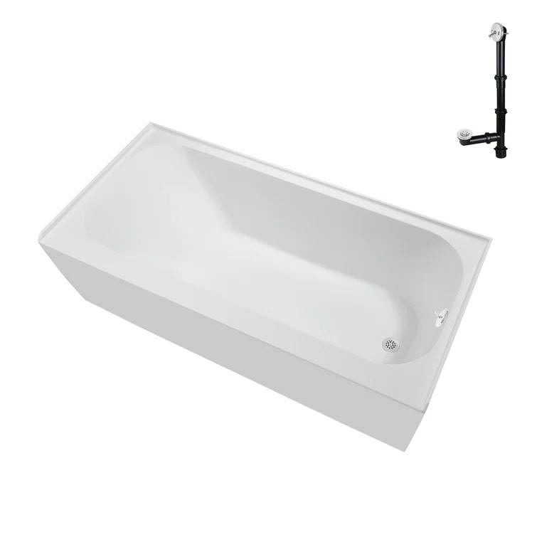Streamline 60 in. x 30 in. Acrylic Right-Hand Drain Alcove Bathtub in Glossy White With External Drain