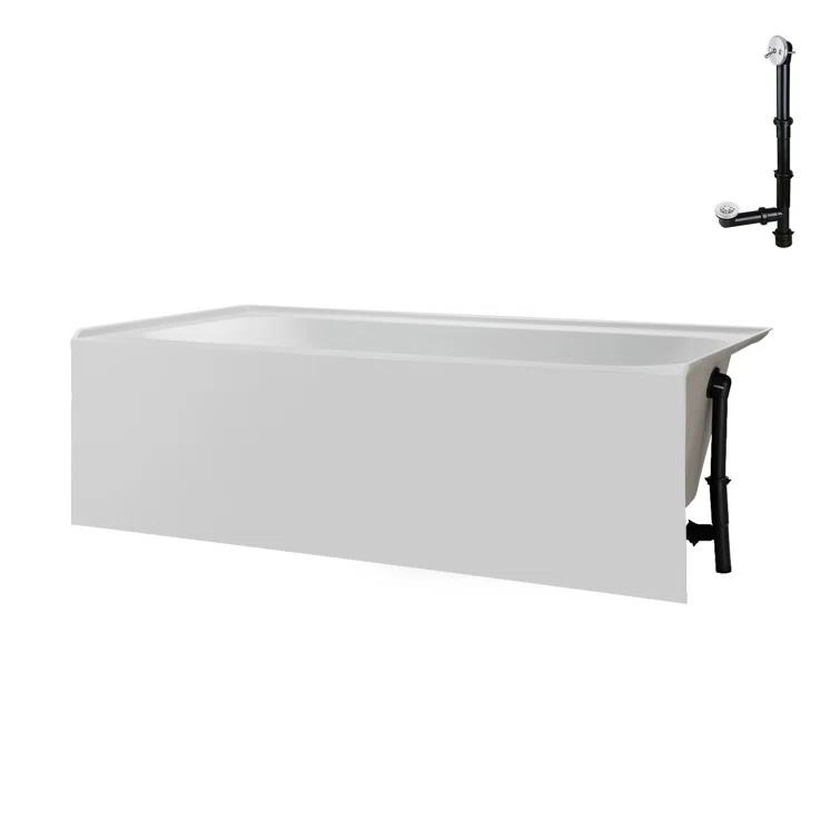 Streamline 60 in. x 30 in. Acrylic Right-Hand Drain Alcove Bathtub in Glossy White With External Drain