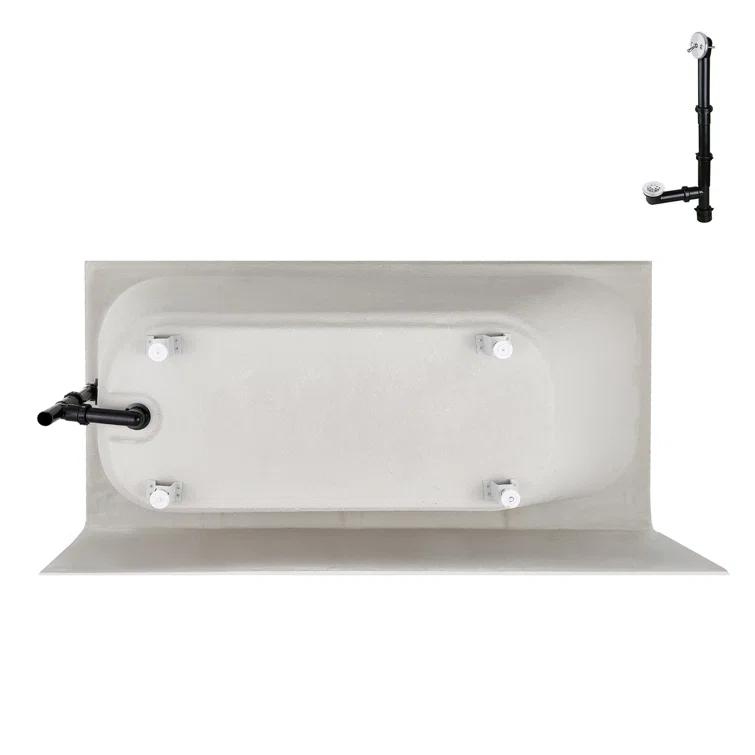 Streamline 60 in. x 30 in. Acrylic Right-Hand Drain Alcove Bathtub in Glossy White With External Drain