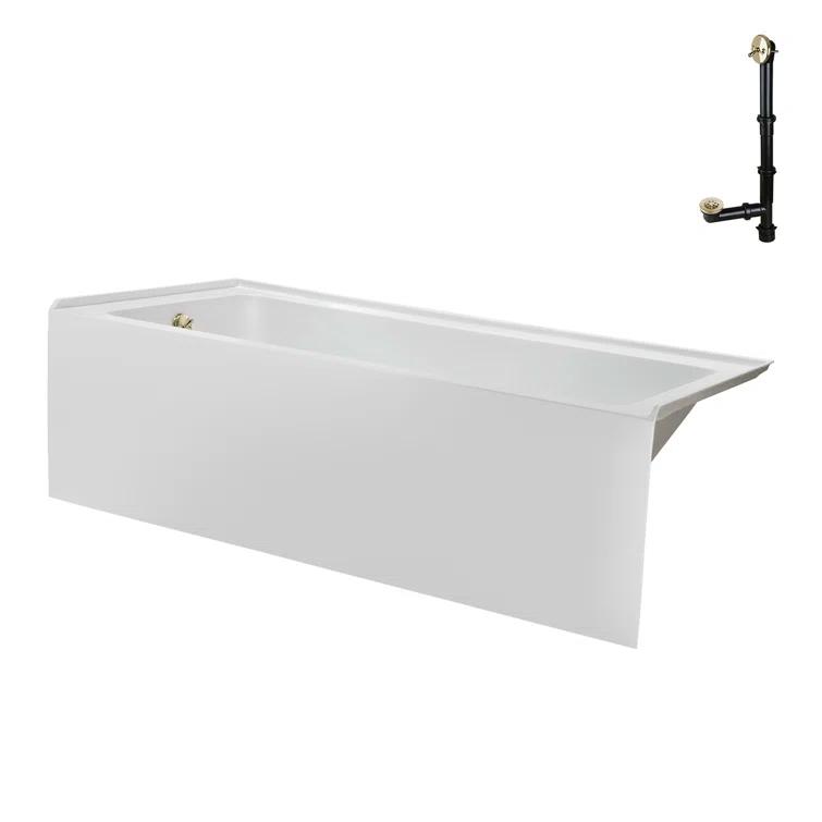 Streamline Bath Streamline 60 in. x 30 in. Acrylic Left-Hand Drain Alcove Bathtub in Glossy White With External Drain NAL-5320-PBR