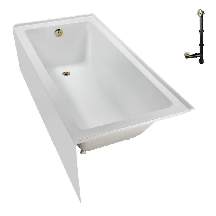 Streamline Bath Streamline 60 in. x 30 in. Acrylic Left-Hand Drain Alcove Bathtub in Glossy White With External Drain NAL-5320-PBR