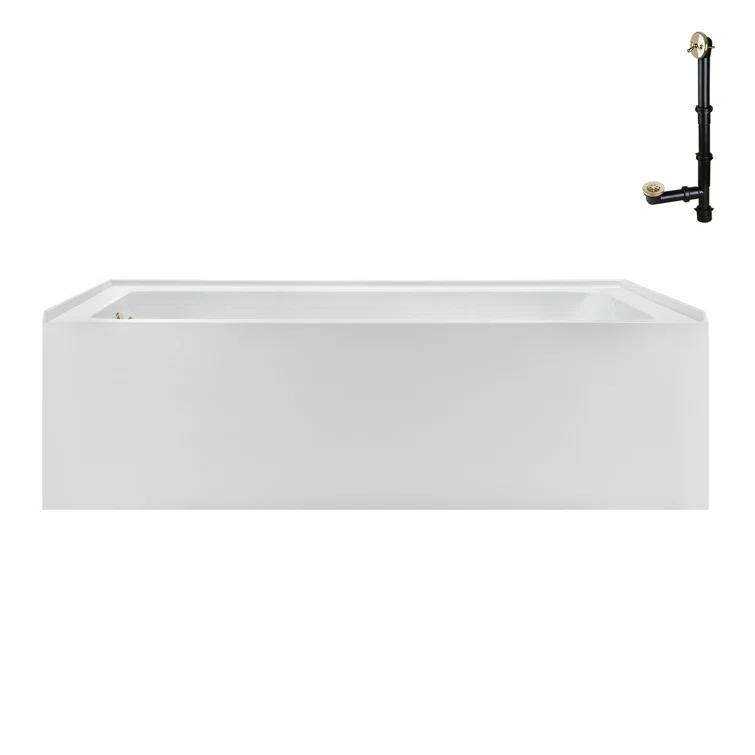 Streamline Bath Streamline 60 in. x 30 in. Acrylic Left-Hand Drain Alcove Bathtub in Glossy White With External Drain NAL-5320-PBR