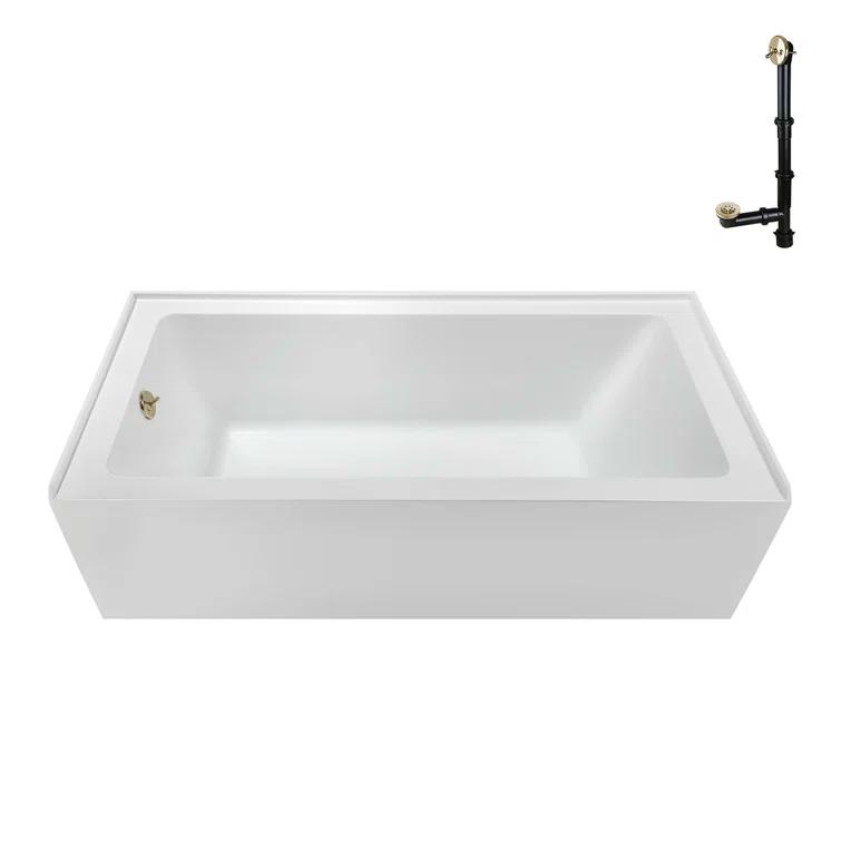 Streamline Bath Streamline 60 in. x 30 in. Acrylic Left-Hand Drain Alcove Bathtub in Glossy White With External Drain NAL-5320-PBR