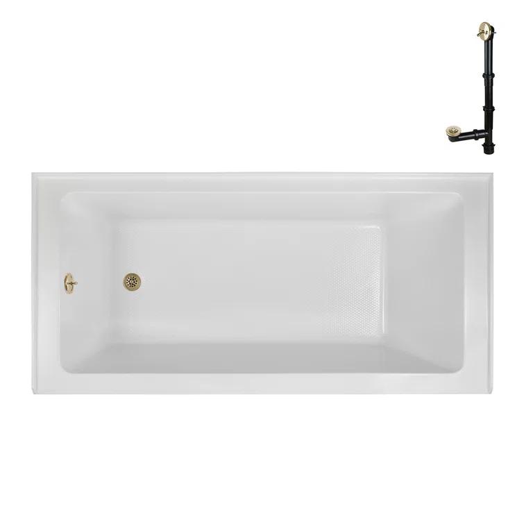 Streamline Bath Streamline 60 in. x 30 in. Acrylic Left-Hand Drain Alcove Bathtub in Glossy White With External Drain NAL-5320-PBR