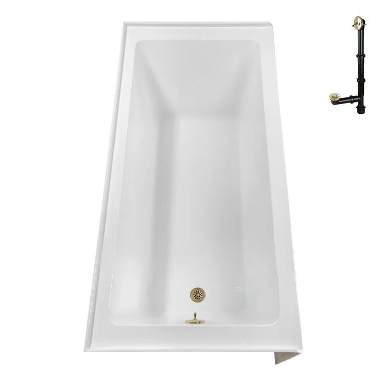 Streamline Bath Streamline 60 in. x 30 in. Acrylic Left-Hand Drain Alcove Bathtub in Glossy White With External Drain NAL-5320-PBR