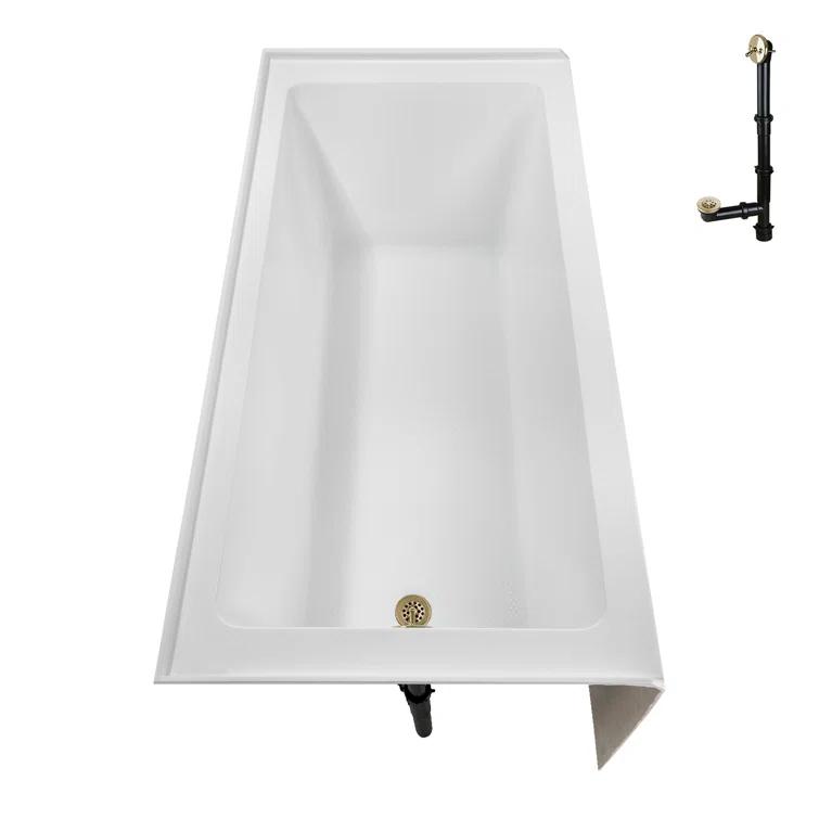 Streamline Bath Streamline 60 in. x 30 in. Acrylic Left-Hand Drain Alcove Bathtub in Glossy White With External Drain NAL-5320-PBR