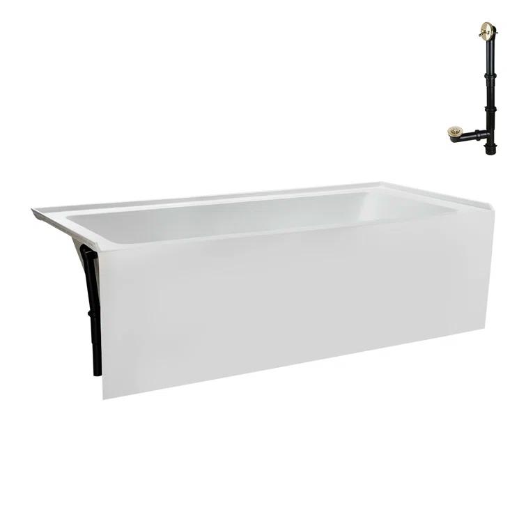 Streamline Bath Streamline 60 in. x 30 in. Acrylic Left-Hand Drain Alcove Bathtub in Glossy White With External Drain NAL-5320-PBR