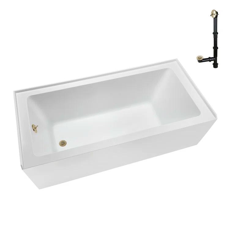 Streamline Bath Streamline 60 in. x 30 in. Acrylic Left-Hand Drain Alcove Bathtub in Glossy White With External Drain NAL-5320-PBR