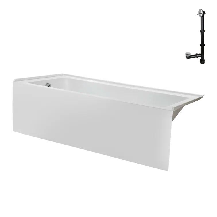 Streamline Bath Streamline 60 in. x 30 in. Acrylic Left-Hand Drain Alcove Bathtub in Glossy White With External Drain NAL-5320-CH