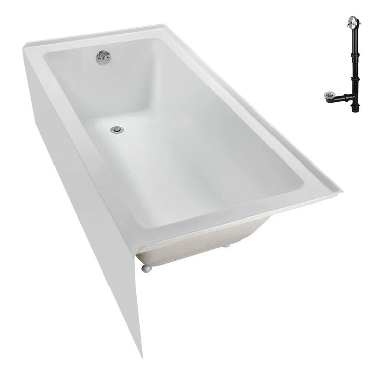 Streamline Bath Streamline 60 in. x 30 in. Acrylic Left-Hand Drain Alcove Bathtub in Glossy White With External Drain NAL-5320-CH
