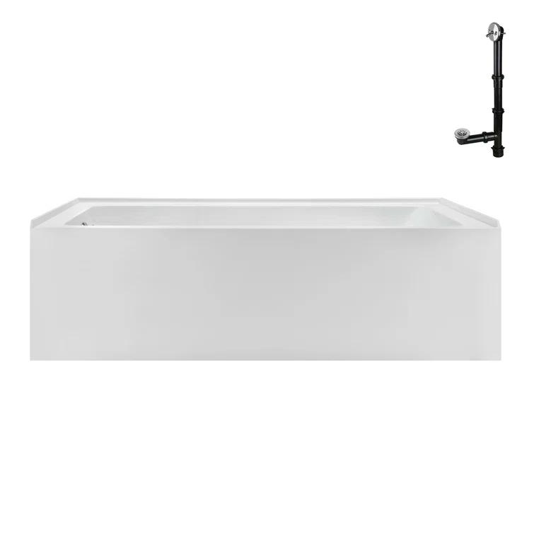 Streamline Bath Streamline 60 in. x 30 in. Acrylic Left-Hand Drain Alcove Bathtub in Glossy White With External Drain NAL-5320-CH