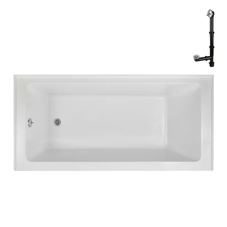 Streamline Bath Streamline 60 in. x 30 in. Acrylic Left-Hand Drain Alcove Bathtub in Glossy White With External Drain NAL-5320-CH