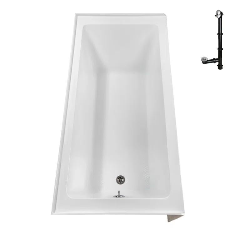 Streamline Bath Streamline 60 in. x 30 in. Acrylic Left-Hand Drain Alcove Bathtub in Glossy White With External Drain NAL-5320-CH