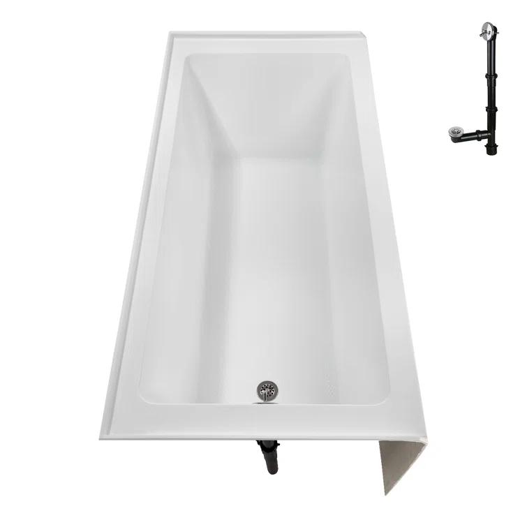 Streamline Bath Streamline 60 in. x 30 in. Acrylic Left-Hand Drain Alcove Bathtub in Glossy White With External Drain NAL-5320-CH