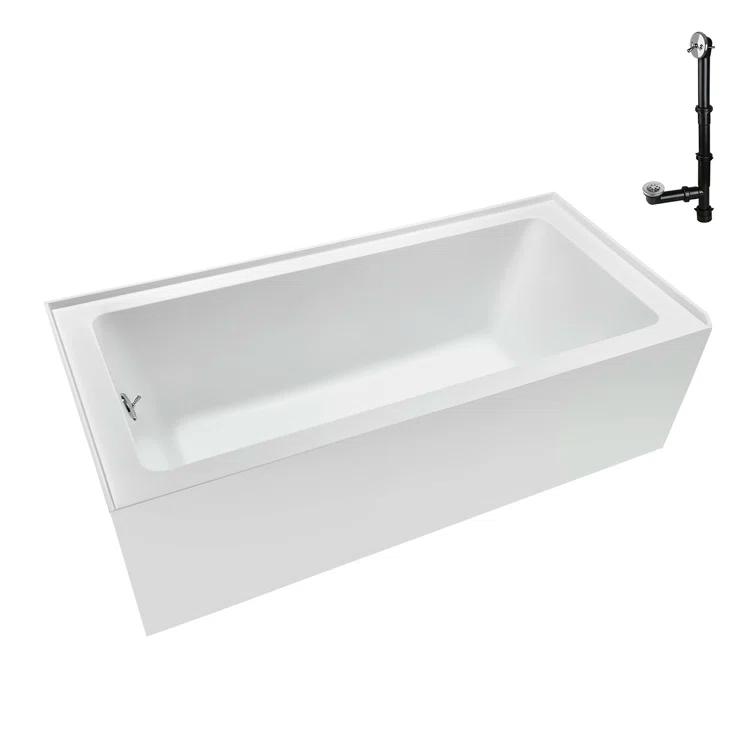 Streamline Bath Streamline 60 in. x 30 in. Acrylic Left-Hand Drain Alcove Bathtub in Glossy White With External Drain NAL-5320-CH