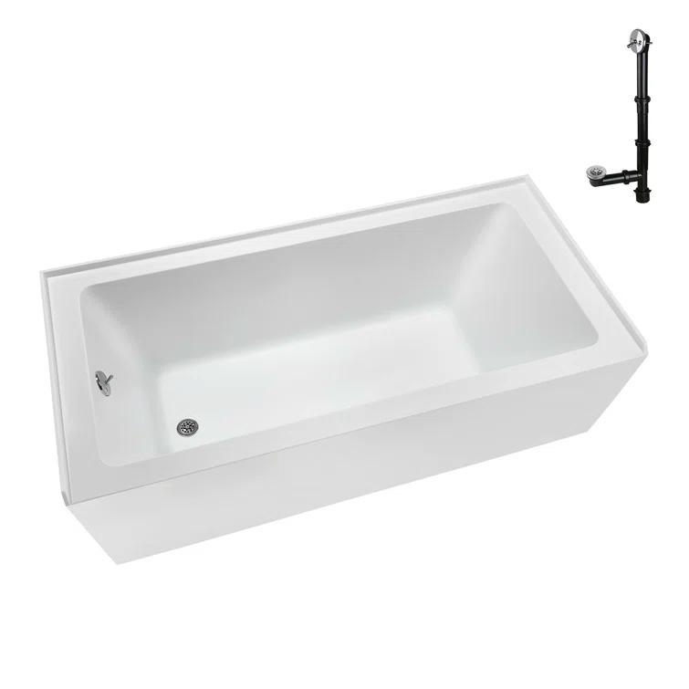 Streamline Bath Streamline 60 in. x 30 in. Acrylic Left-Hand Drain Alcove Bathtub in Glossy White With External Drain NAL-5320-CH