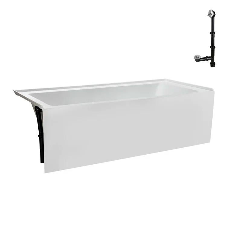 Streamline Bath Streamline 60 in. x 30 in. Acrylic Left-Hand Drain Alcove Bathtub in Glossy White With External Drain NAL-5320-CH