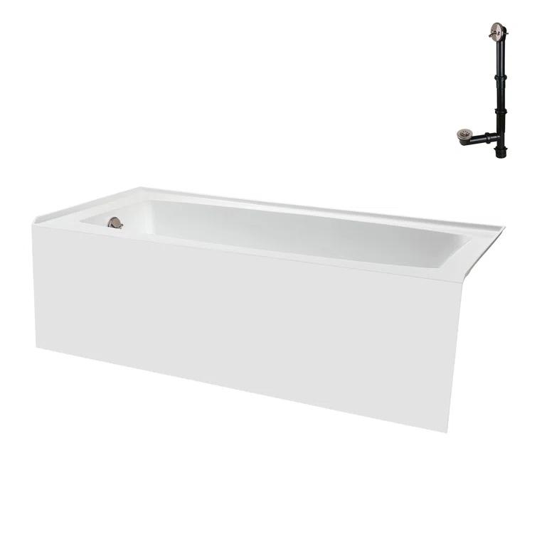 Streamline 60 in. x 30 in. Acrylic Left-Hand Drain Alcove Bathtub in Glossy White With External Drain