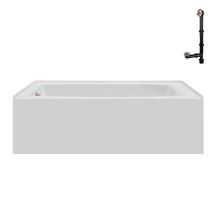 Streamline 60 in. x 30 in. Acrylic Left-Hand Drain Alcove Bathtub in Glossy White With External Drain