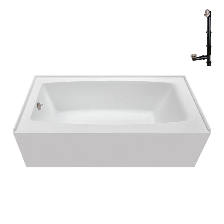 Streamline 60 in. x 30 in. Acrylic Left-Hand Drain Alcove Bathtub in Glossy White With External Drain