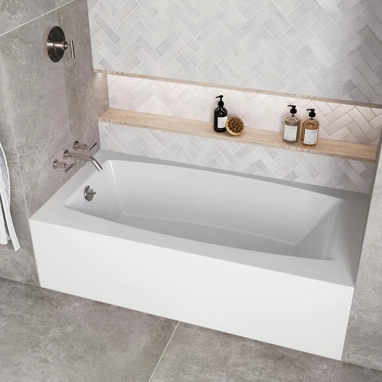 Streamline 60 in. x 30 in. Acrylic Left-Hand Drain Alcove Bathtub in Glossy White With External Drain