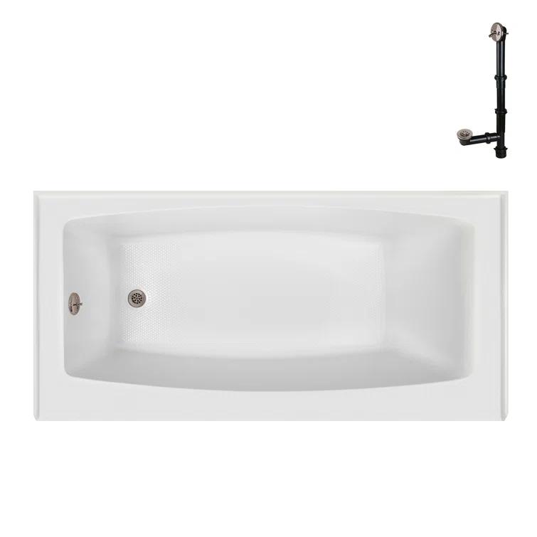 Streamline 60 in. x 30 in. Acrylic Left-Hand Drain Alcove Bathtub in Glossy White With External Drain