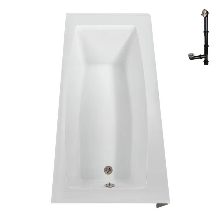 Streamline 60 in. x 30 in. Acrylic Left-Hand Drain Alcove Bathtub in Glossy White With External Drain