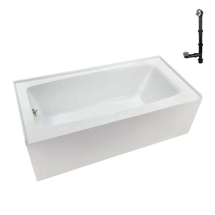 Streamline 60 in. x 30 in. Acrylic Left-Hand Drain Alcove Bathtub in Glossy White With External Drain