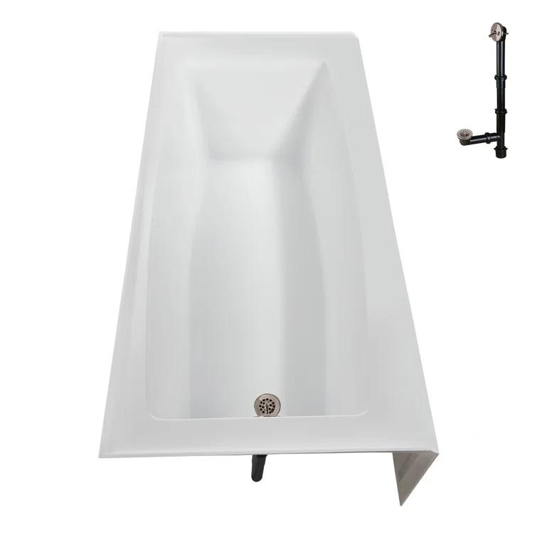 Streamline 60 in. x 30 in. Acrylic Left-Hand Drain Alcove Bathtub in Glossy White With External Drain