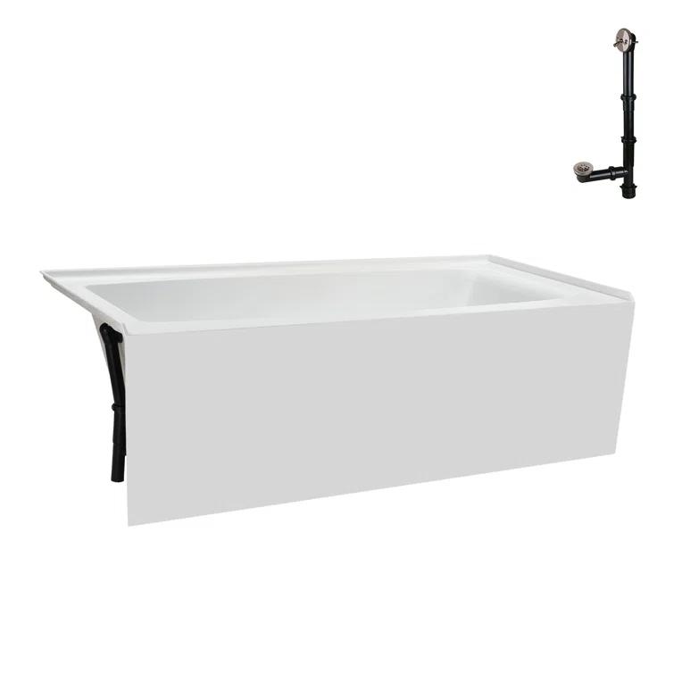 Streamline 60 in. x 30 in. Acrylic Left-Hand Drain Alcove Bathtub in Glossy White With External Drain