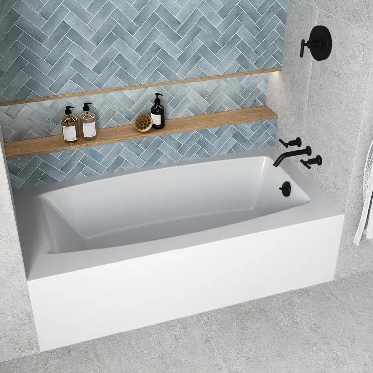 Streamline 60 in. x 30 in. Acrylic Right-Hand Drain Alcove Bathtub in Glossy White With External Drain