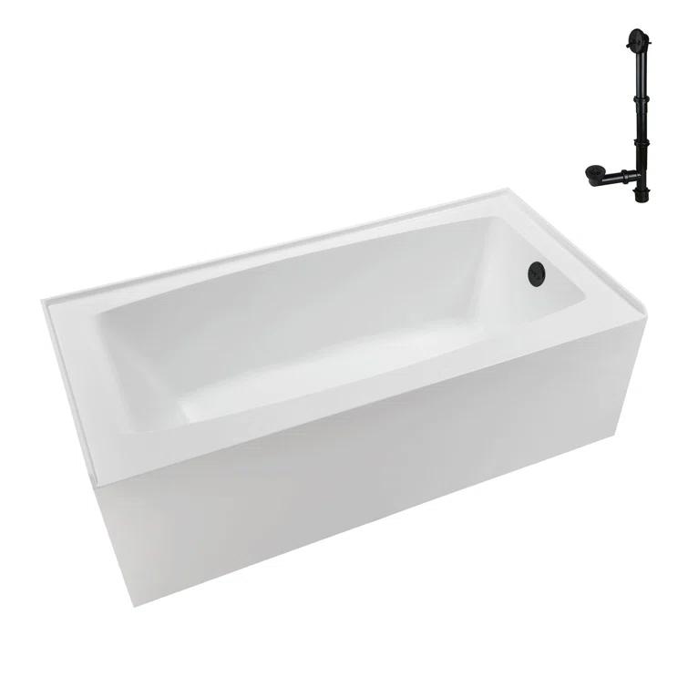 Streamline 60 in. x 30 in. Acrylic Right-Hand Drain Alcove Bathtub in Glossy White With External Drain