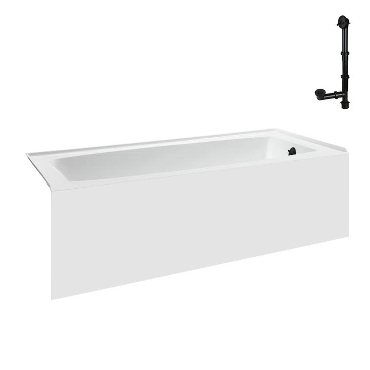 Streamline 60 in. x 30 in. Acrylic Right-Hand Drain Alcove Bathtub in Glossy White With External Drain