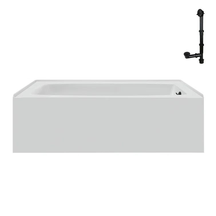 Streamline 60 in. x 30 in. Acrylic Right-Hand Drain Alcove Bathtub in Glossy White With External Drain