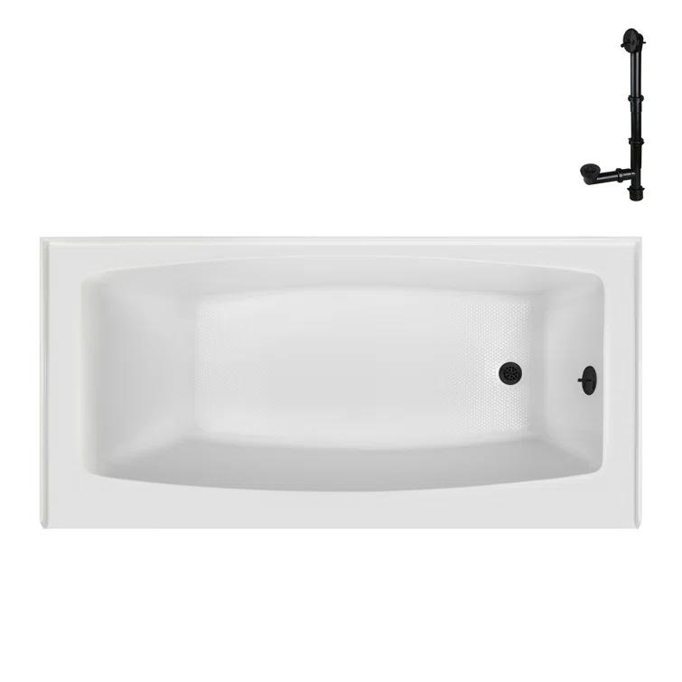 Streamline 60 in. x 30 in. Acrylic Right-Hand Drain Alcove Bathtub in Glossy White With External Drain