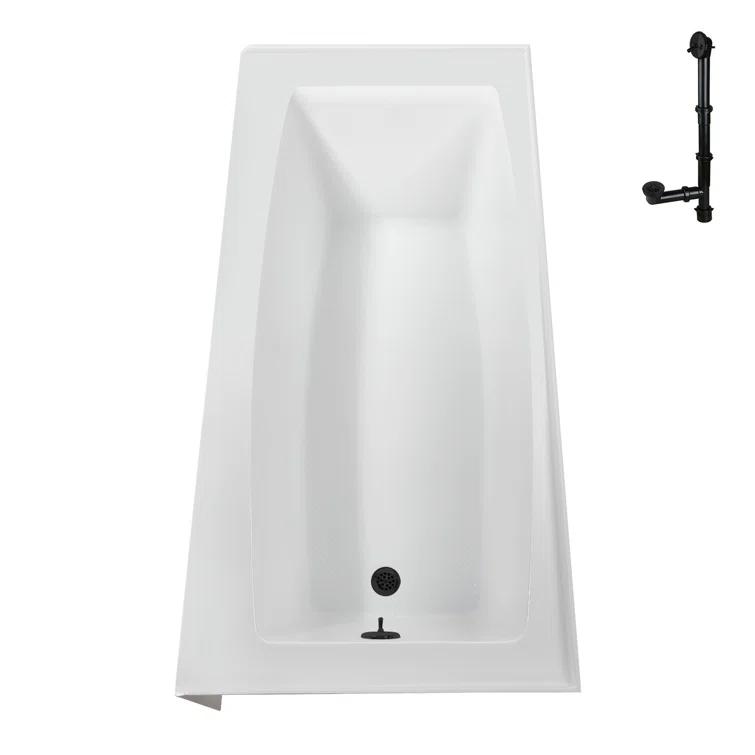 Streamline 60 in. x 30 in. Acrylic Right-Hand Drain Alcove Bathtub in Glossy White With External Drain