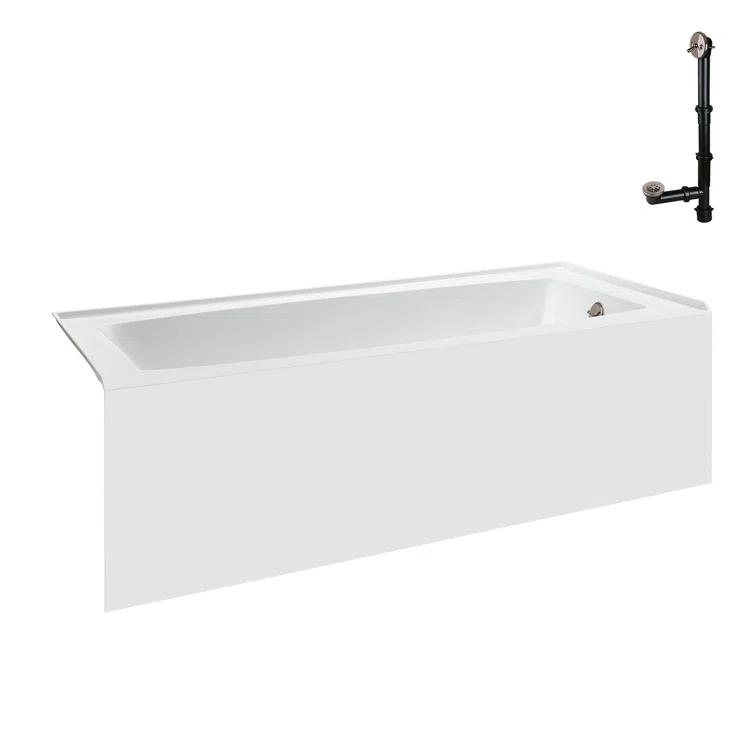 Streamline 60 in. x 30 in. Acrylic Right-Hand Drain Alcove Bathtub in Glossy White With External Drain