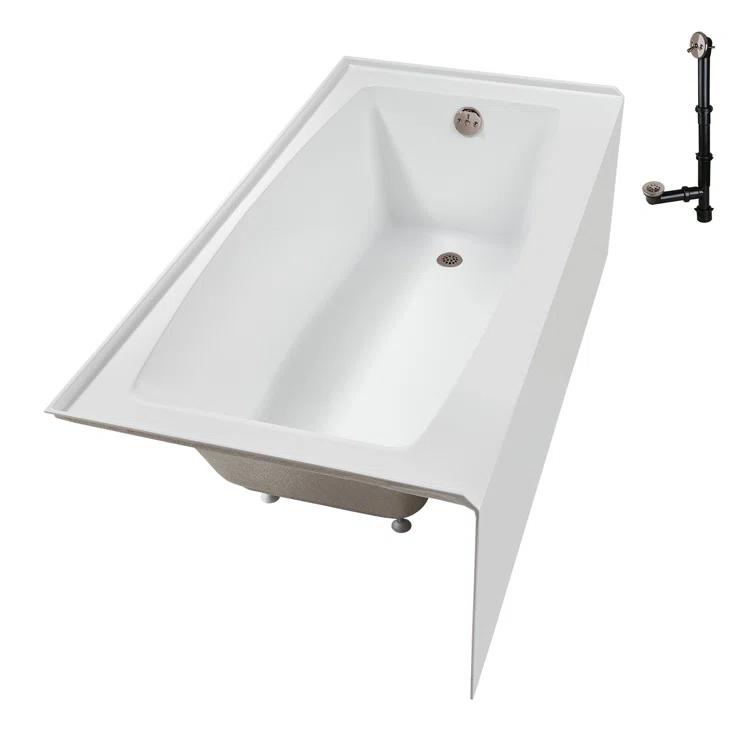 Streamline 60 in. x 30 in. Acrylic Right-Hand Drain Alcove Bathtub in Glossy White With External Drain