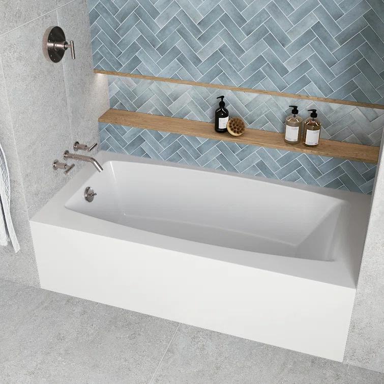 Streamline 60 in. x 30 in. Acrylic Right-Hand Drain Alcove Bathtub in Glossy White With External Drain