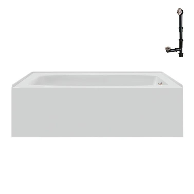 Streamline 60 in. x 30 in. Acrylic Right-Hand Drain Alcove Bathtub in Glossy White With External Drain