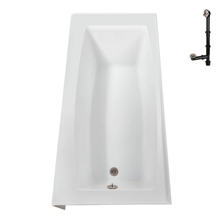 Streamline 60 in. x 30 in. Acrylic Right-Hand Drain Alcove Bathtub in Glossy White With External Drain
