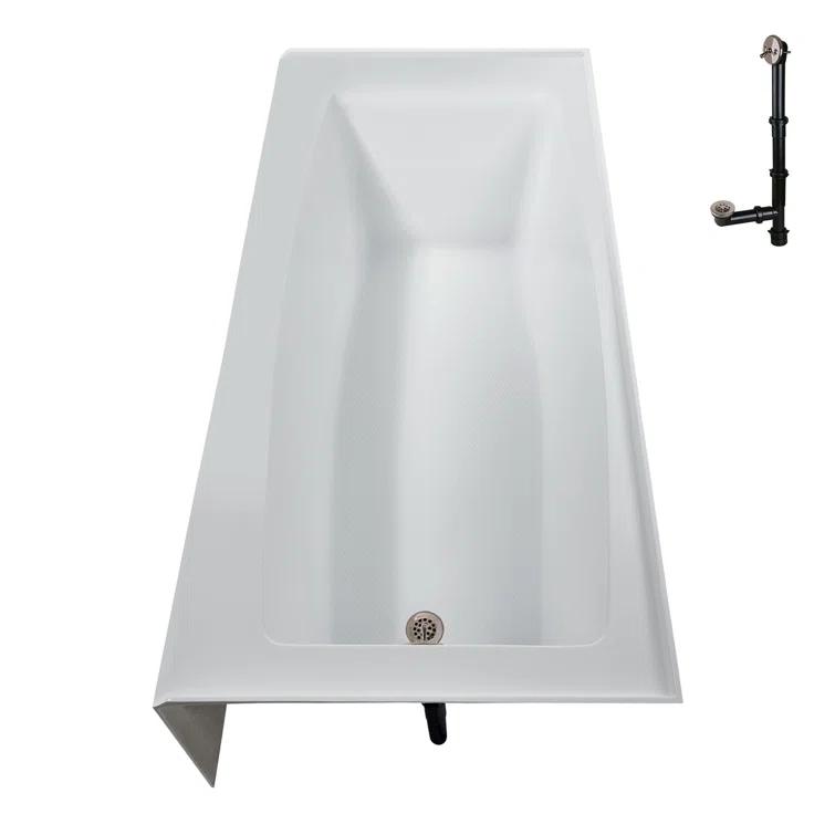 Streamline 60 in. x 30 in. Acrylic Right-Hand Drain Alcove Bathtub in Glossy White With External Drain
