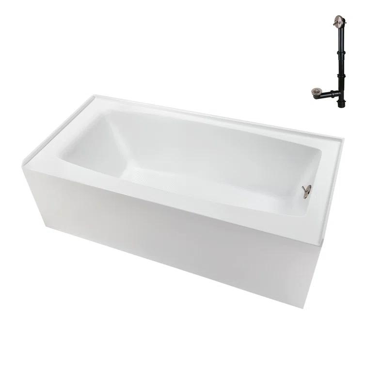 Streamline 60 in. x 30 in. Acrylic Right-Hand Drain Alcove Bathtub in Glossy White With External Drain