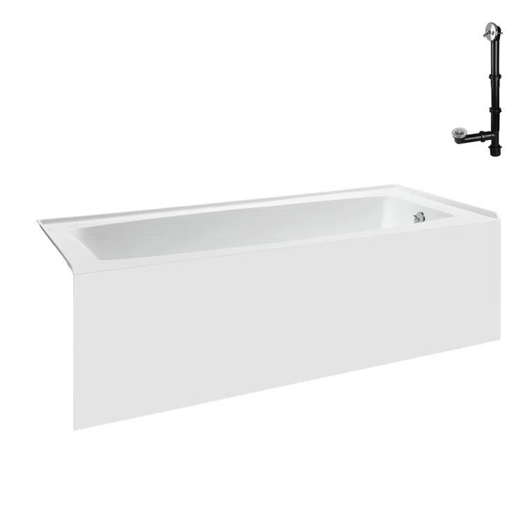 Streamline 60 in. x 30 in. Acrylic Right-Hand Drain Alcove Bathtub in Glossy White With External Drain