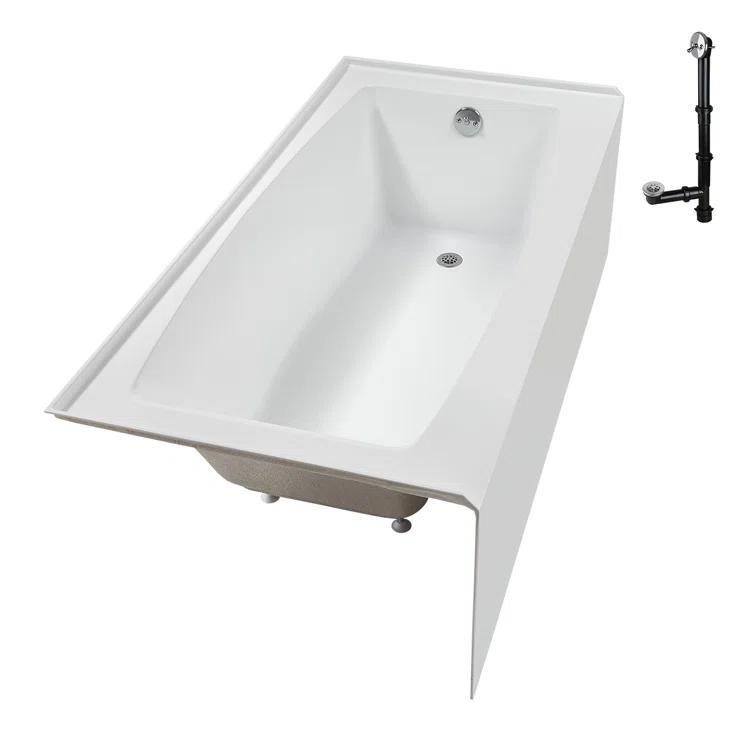 Streamline 60 in. x 30 in. Acrylic Right-Hand Drain Alcove Bathtub in Glossy White With External Drain