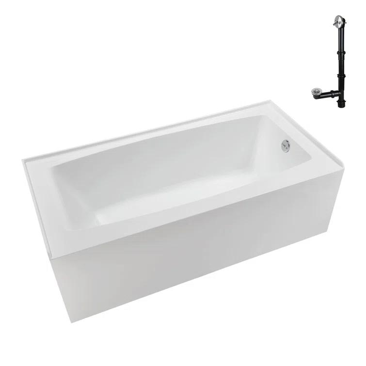 Streamline 60 in. x 30 in. Acrylic Right-Hand Drain Alcove Bathtub in Glossy White With External Drain