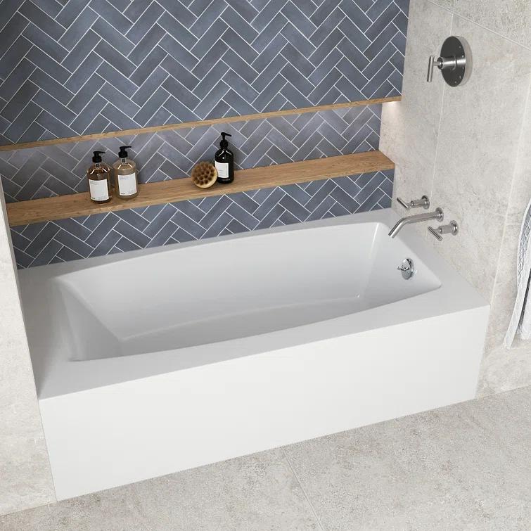 Streamline 60 in. x 30 in. Acrylic Right-Hand Drain Alcove Bathtub in Glossy White With External Drain