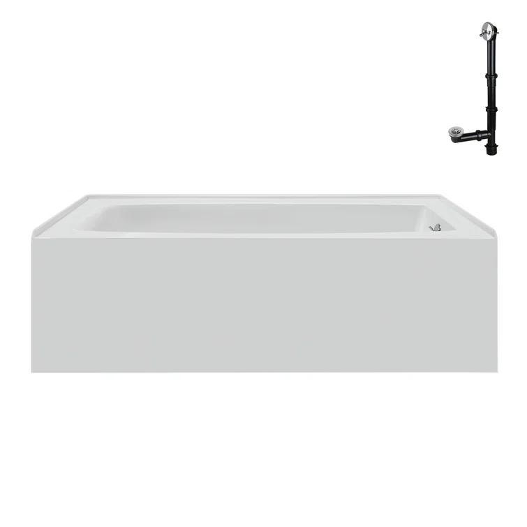 Streamline 60 in. x 30 in. Acrylic Right-Hand Drain Alcove Bathtub in Glossy White With External Drain